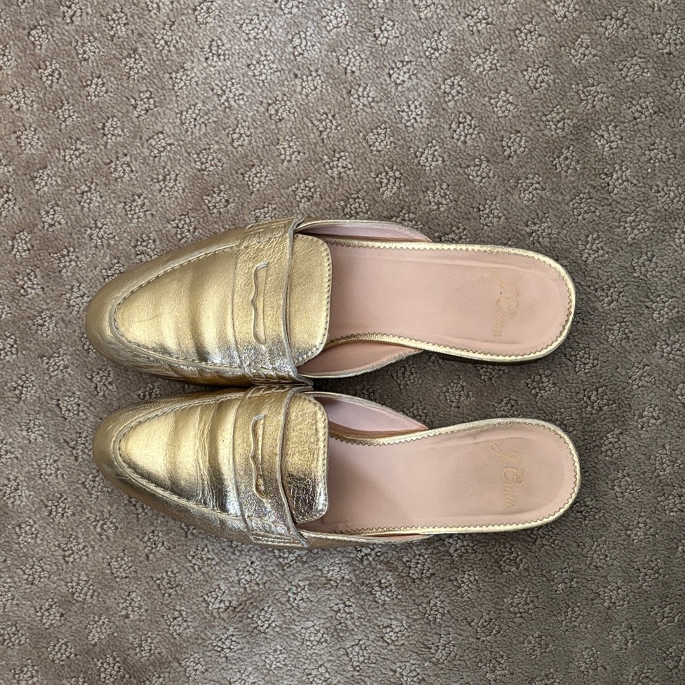 J-Crew- Gold Women's Slip-On Mule Loafer- 6.5